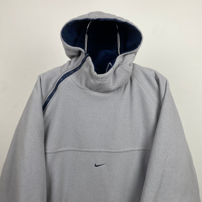 90s Nike Reversible Side Winder Fleece Jacket Blue Grey Large